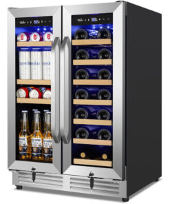 Velieta Wine and Beverage Refrigerator Upgraded, 24 Inch Beverage Refrigerator Cooler Dual Zone