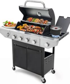 YIORTWO 4 Burner Propane Gas Grill with Side Burner 48,500 BTU