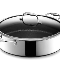 HexClad Hybrid Nonstick 7-Quart Sauté Pan with Tempered Glass Lid, Chicken Fryer
