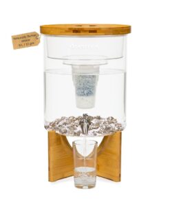 Santevia Glass Water Filtration System Countertop Fluoride Chlorine Removal Adds Minerals Balances pH