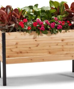 EARTH Elevated Canadian Cedar Wood Garden Bed Planter 18x48x30 for Herbs Flowers Vegetables Indoor Outdoor