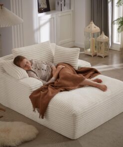 ivoros 50 Inch Chaise Lounge Chair Indoor Corduroy Upholstered Oversized Sofa Bed