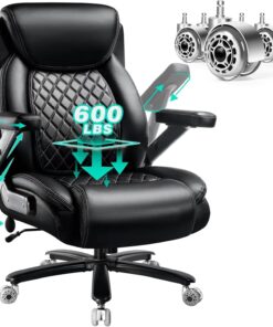 Indulgear Office Chair 600 lbs Heavy Duty Executive Desk Chair with Flip Arms Pocket Spring Cushion High Back