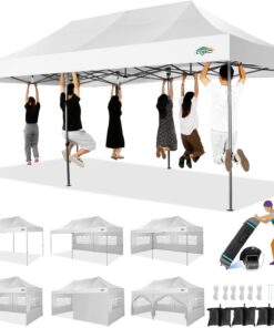 COBIZI Pop Up Canopy Tent 10x20 Heavy Duty with 6 Sidewalls Commercial Outdoor Wedding Party Gazebo