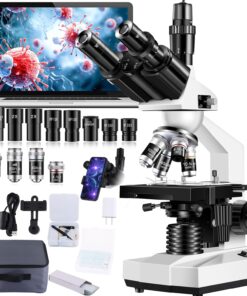 Woehrsh Trinocular Microscope 40X-5000X Laboratory Grade Dual Mechanical Stage HD USB Camera
