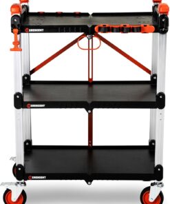 Crescent SITERUNNER Folding Jobsite Cart 3 Shelf Heavy Duty 300 lb Capacity F3SCBL