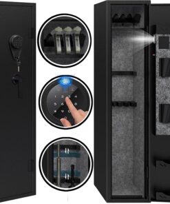 KAER Rifle Safe Electronic Biometric Gun Safe with Digital Keypad Removable Shelf 11.8x11x54.3