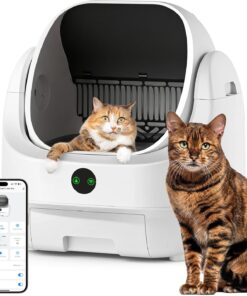 Ellenpent Automatic Litter Box Open Top Self Cleaning Odor Control Large Capacity App Control Safety Sensor