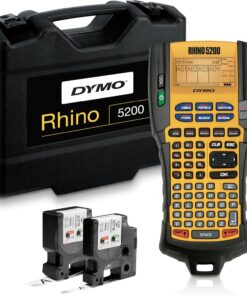 DYMO RhinoPRO 5200 Industrial Label Maker Carry Case Heavy Duty Job Site Labeling with 2 Vinyl Rolls
