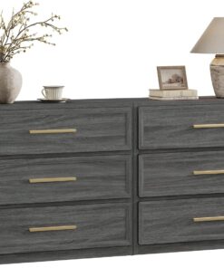 SICOTAS Night Stand Set of 2 Oversized Tall Bedside Tables 3 Drawers Storage Modern Bedroom End Tables