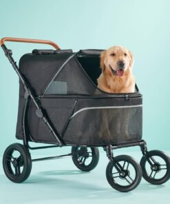 Zoosky Pet Stroller Large Dogs up to 110lbs All-Terrain Adjustable Handle Mesh Dual-Window Waterproof Oxford