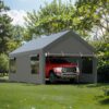 JY QAQA PET Carport 12x20 FT Heavy Duty Portable Garage with Removable Side Walls Doors Roll-Up Window Sandbags All-Season Tarp