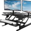 VIVO Corner Electric Height Adjustable Desk Converter 43" VE Series Sit Stand Dual Monitor Riser USB Port