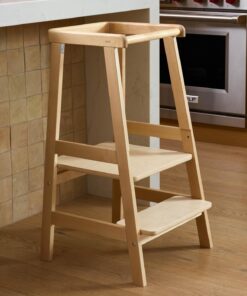 Lalo The Tower Adjustable Toddler Kitchen Stool Birch Non-Toxic Finish 200 lbs Capacity