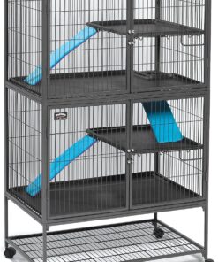 MidWest Ferret Nation Double Unit Small Animal Cage 4 Tiers with Pans Shelves Ramps Covers