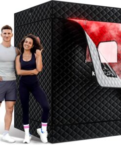 KASUE Portable Infrared Sauna 2 Person Waterproof 5-Layer with 2 Steamers Folding Chairs 71x36x49